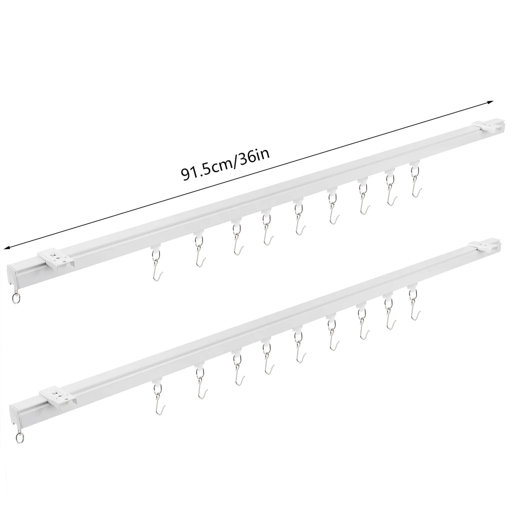 White Ceiling Mount Curtain Track Kit with Hooks U957499