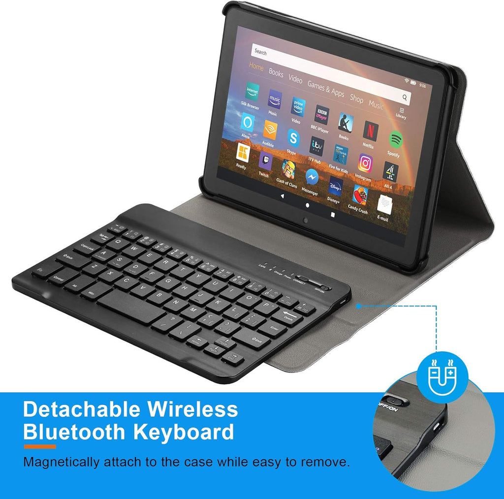 Detachable Wireless Bluetooth Keyboard Case for Fire HD 8 B6987