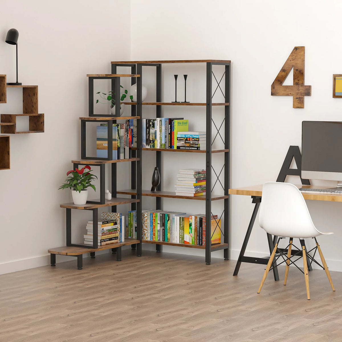 Large Reversible 5 Tier Corner Bookshelf B79810