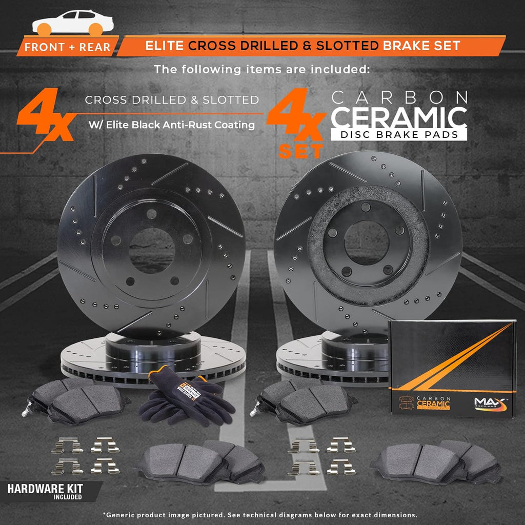 Max Brakes Premium OE Rotors with Carbon Ceramic Pads V484081