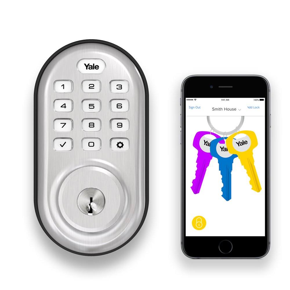 Satin Nickel Finish Push Button Deadbolt with Bluetooth Q893