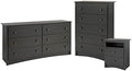 3 Piece Wooden Nightstand Dresser and Chest in Black U785
