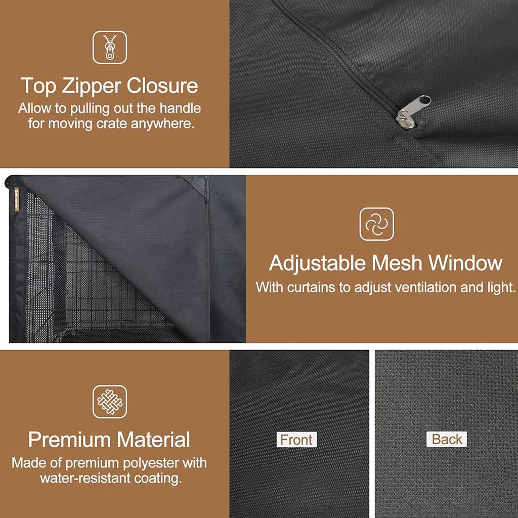Black Folding Dog Crate Cover for 24 Inch Wire Pet Cage Y40206