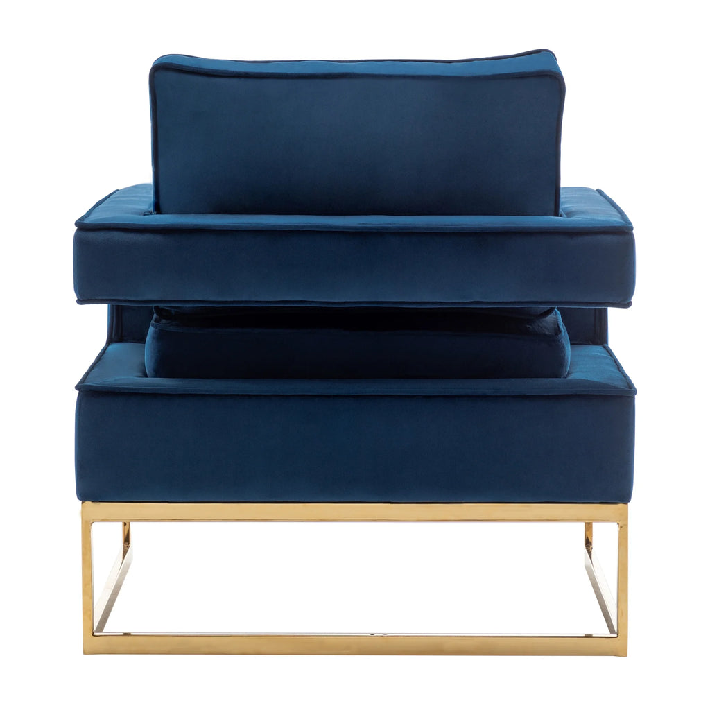 Navy Blue Velvet Accent Armchair with Gold Base X805437