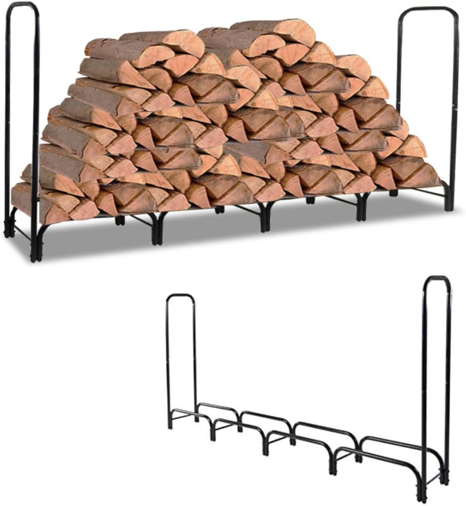 Black 8ft Firewood Rack B9382