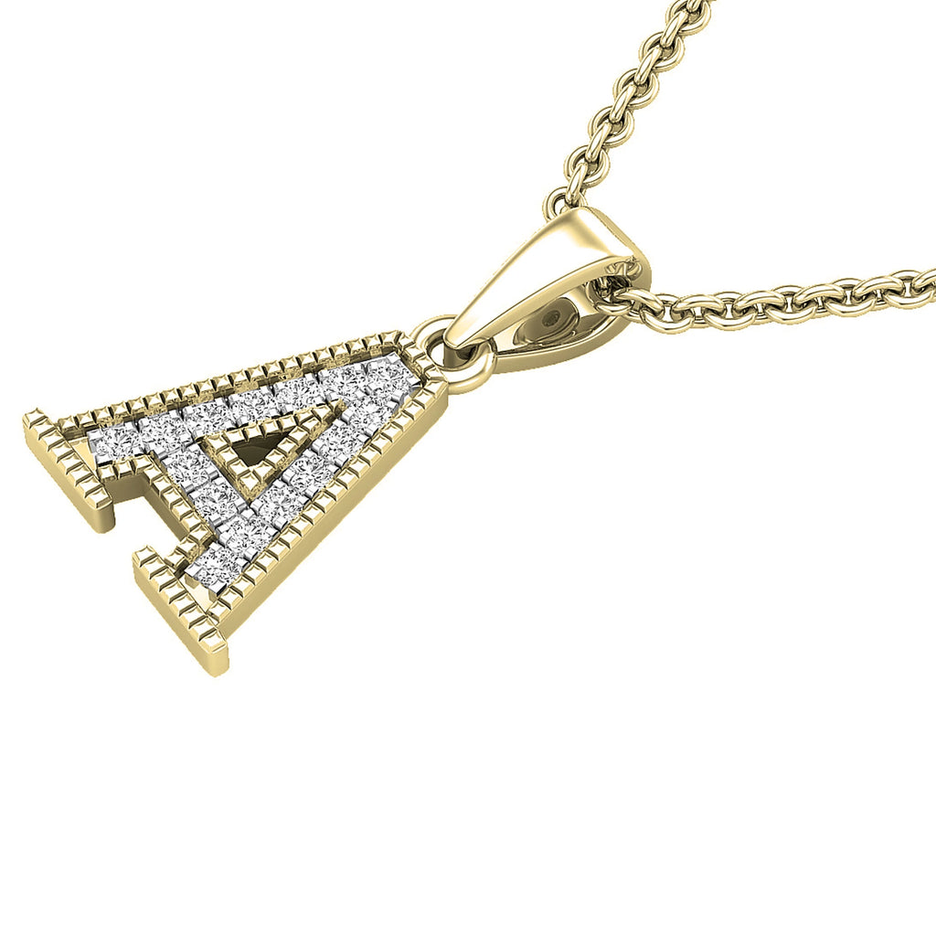 0.10 Carat Round White Diamond Initial Pendant, 10K Yellow Gold W8587