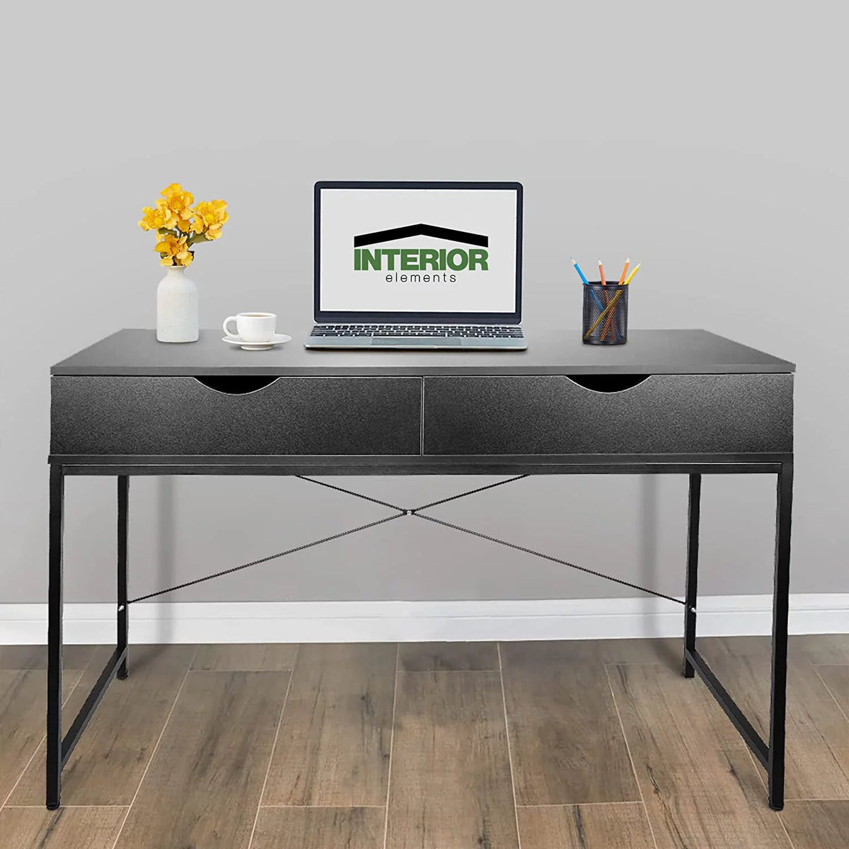 Black Computer Desk with Drawers F57733
