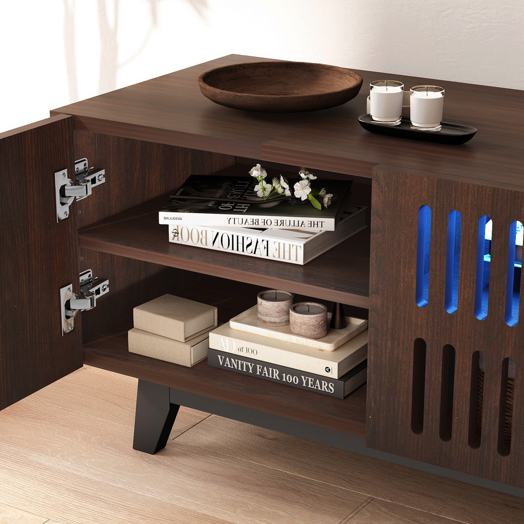 Brown 66 in TV Stand with Storage and LED Light I2930