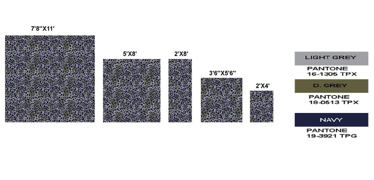 Leopard Print Area Rug 5 ft. x 8 ft. Dark Grey S111