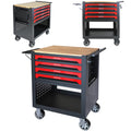 4-Tier Rolling Tool Cart with Cabinet and Wooden Top L151