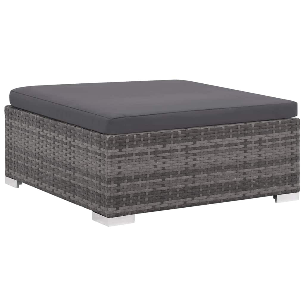 12 Piece Gray Poly Rattan Outdoor Patio Sectional Sofa with Coffee Table and Ottoman T1465