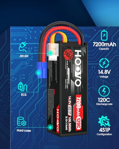 7.4V 70C 6200mAh 2S Lipo Battery Hard Case with Plug 2 Packs G372934