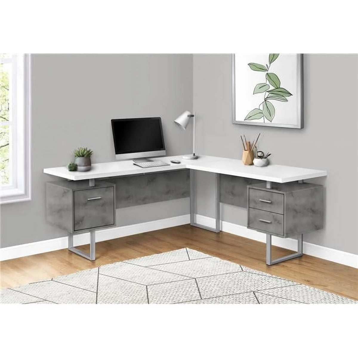 70 in. Left & Right Metal Computer Desk U161554