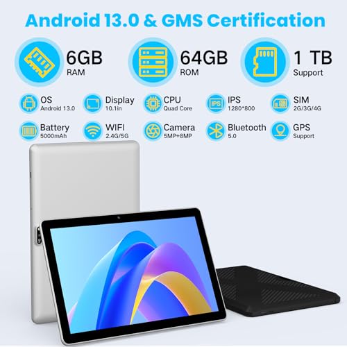 10.1 Inch 4G LTE Tablet with SIM Card Slot, 64GB ROM W760689