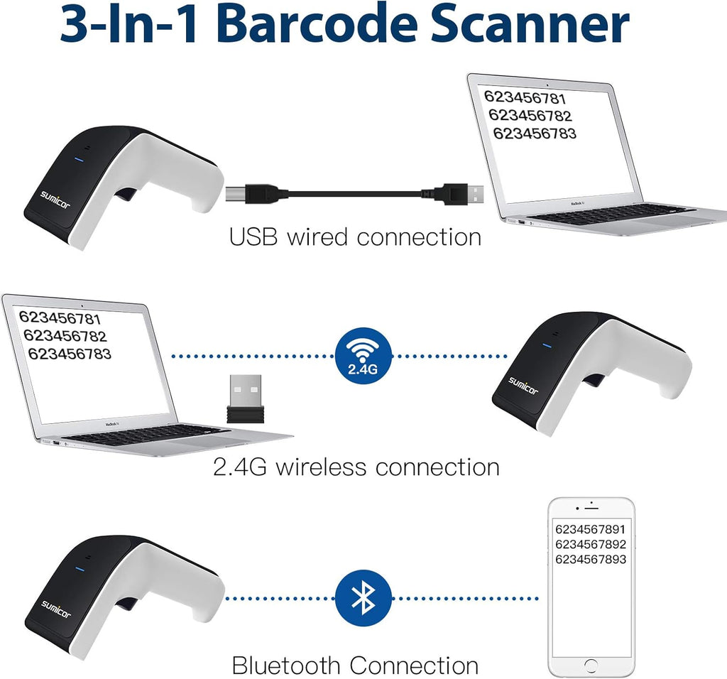 2D Bluetooth Barcode Scanner with Stand Pack of 2 X263