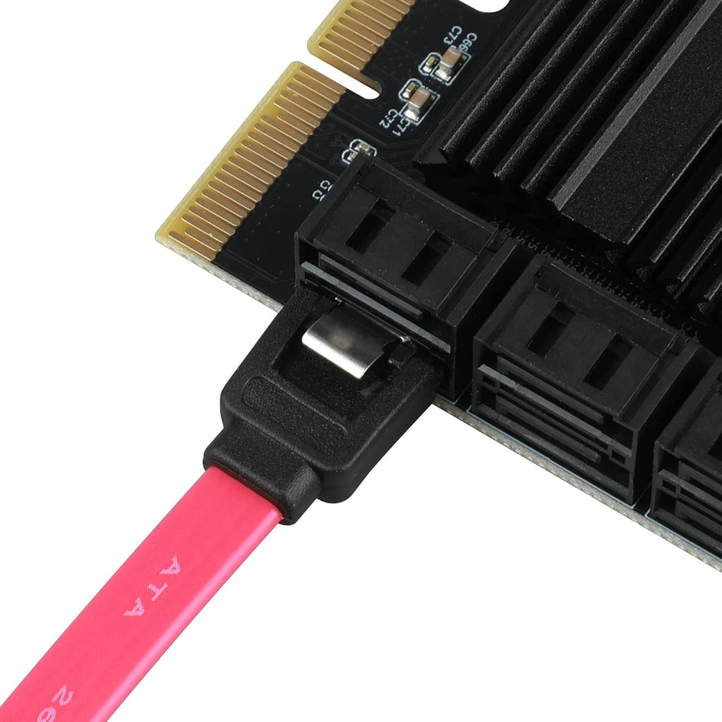 PCIe X4 SATA Card 6 Ports, Non Raid, SATA III Controller Expansion Card 6 Gbps, with 6 SATA Cables+Thin Bracket Pack of 2 L564