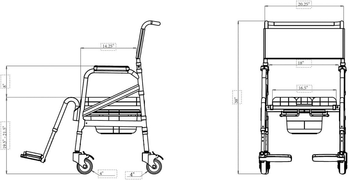 Lightweight Aluminum Folding Rolling Shower Chair with Wheels U701