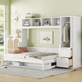 White Solid Wood Full Size Murphy Bed with Closet and Drawers C200