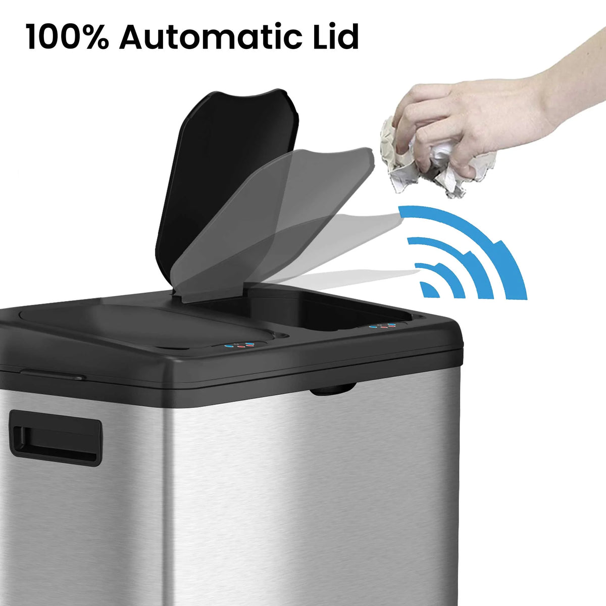16 Gallon Stainless Steel Dual-Compartment Trash Can and Recycle Bin Z27251