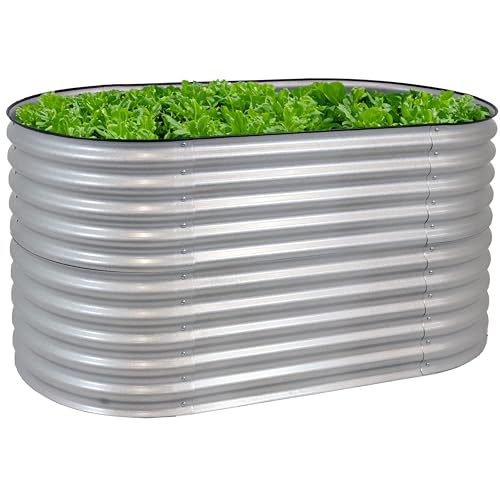 62.5-Inch Oval Stackable Steel Raised Garden Bed Planter Kit with Rubber Edge Trim S8603