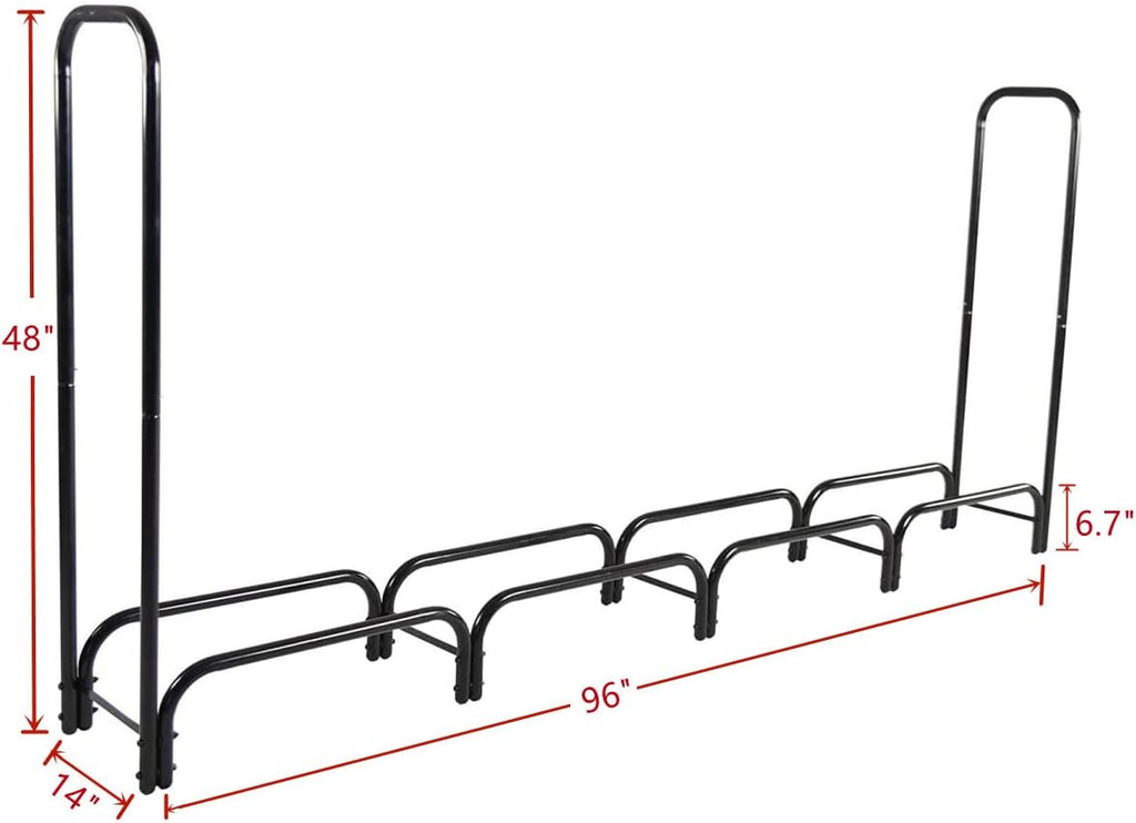 Black 8ft Firewood Rack B9382