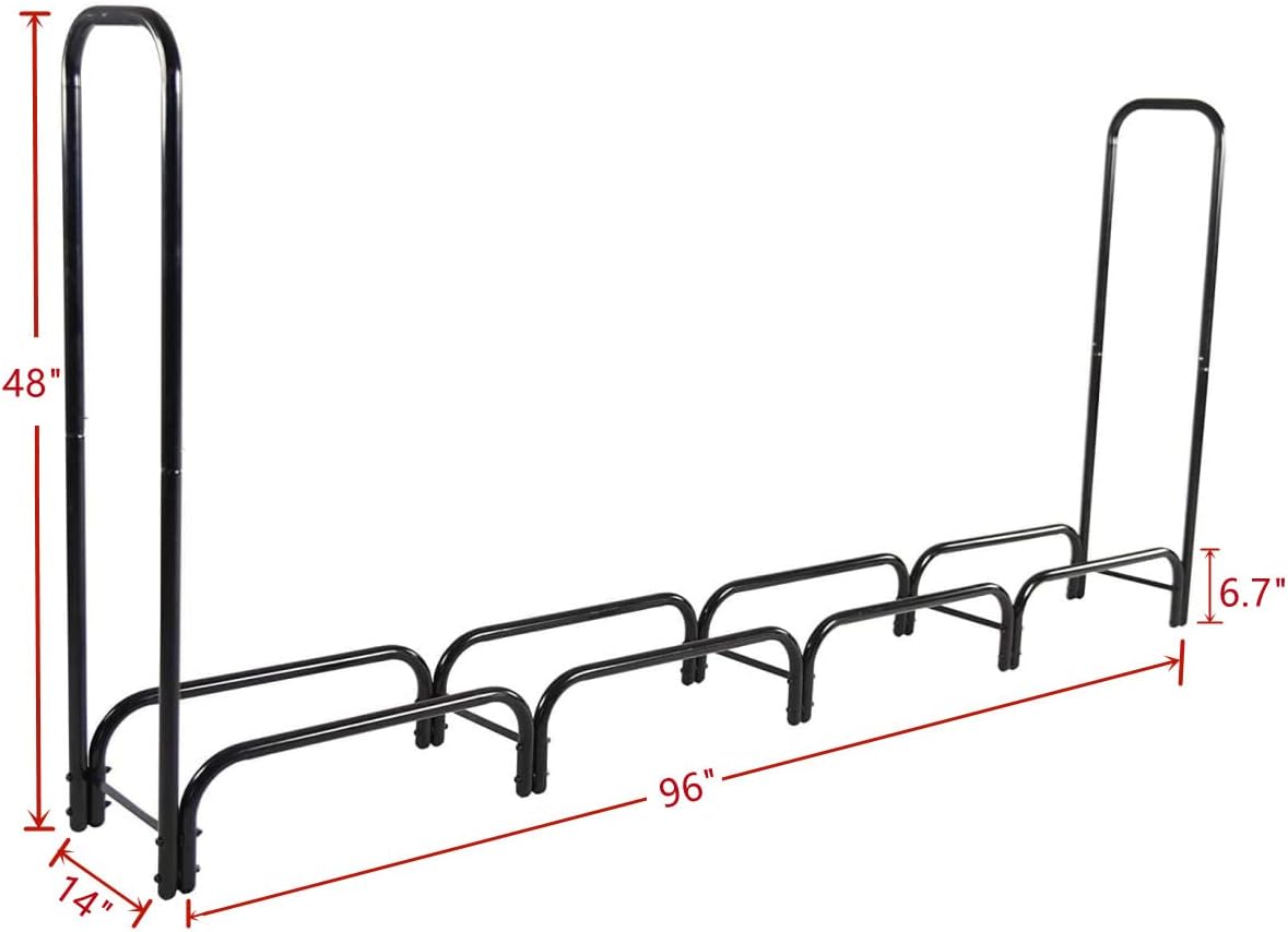 Black 8ft Firewood Rack B9382