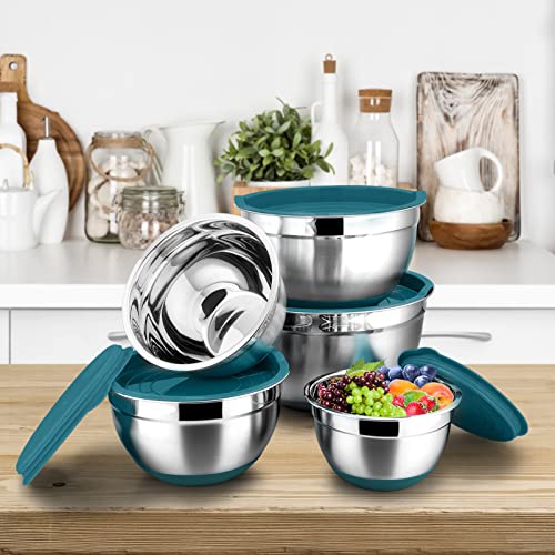 Set of 5 Stainless Steel Mixing Bowls with Lids (Black) C235520