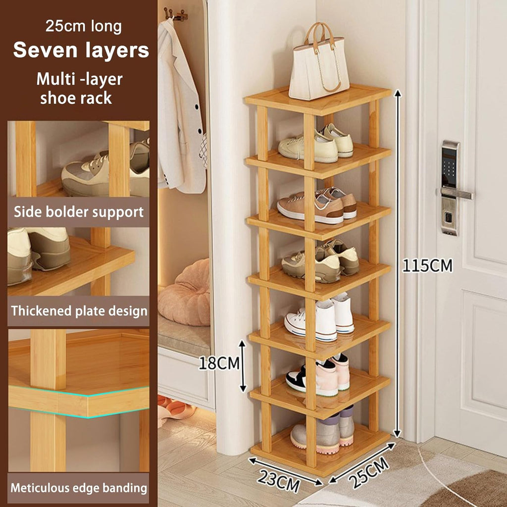 Bamboo 7-Tier Shoe Rack Storage Organizer Shelf Y232853