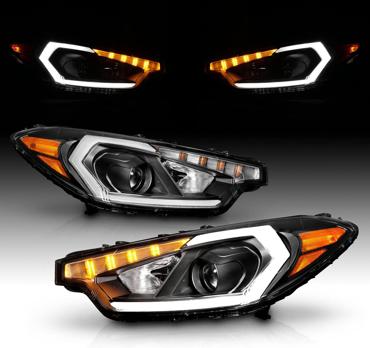 Black Replacement Headlights Assembly Pair M3531