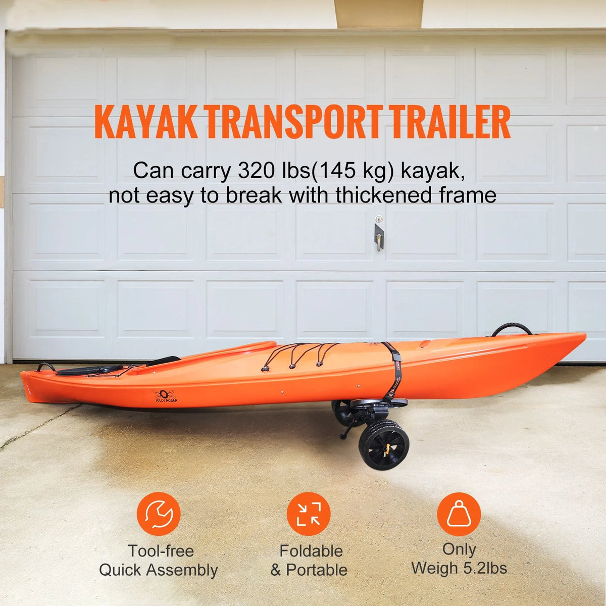 Foldable Kayak Cart with 10'' Solid Tires I276808