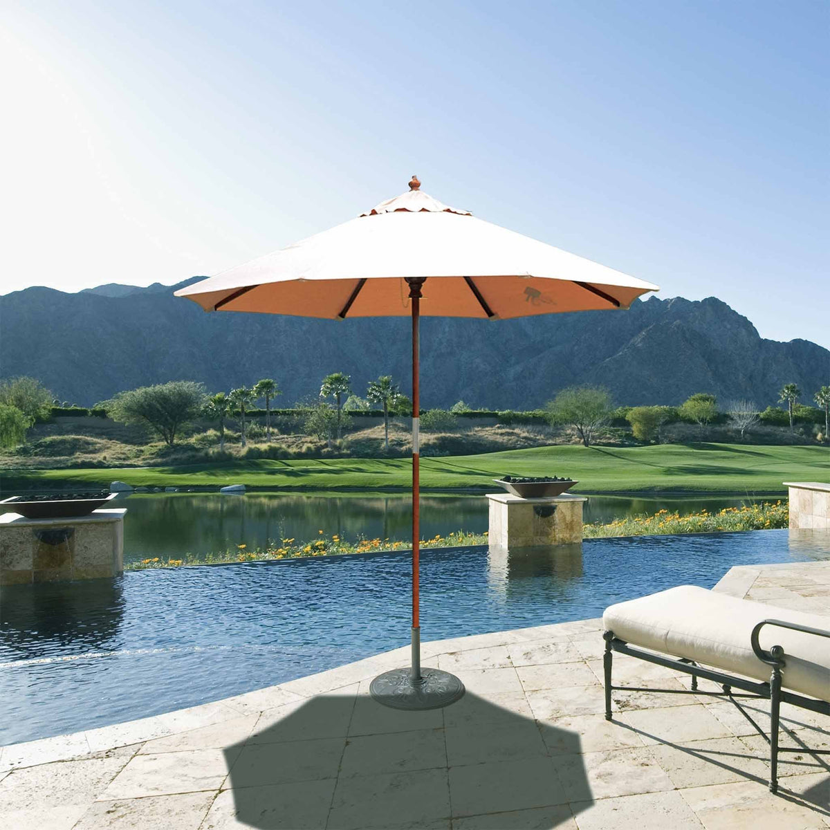 7.5 ft. Dark Wood Cafe Velum Sunbrella Umbrella S85640