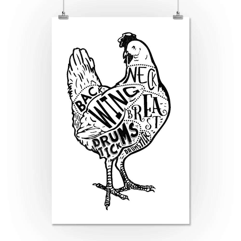 Butchers Block Meat Cuts 16x24 Giclee Art Print S297