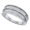 Men's Solid Sterling Silver Diamond Wedding Band Ring 1/4 Cttw Size 11 H48160