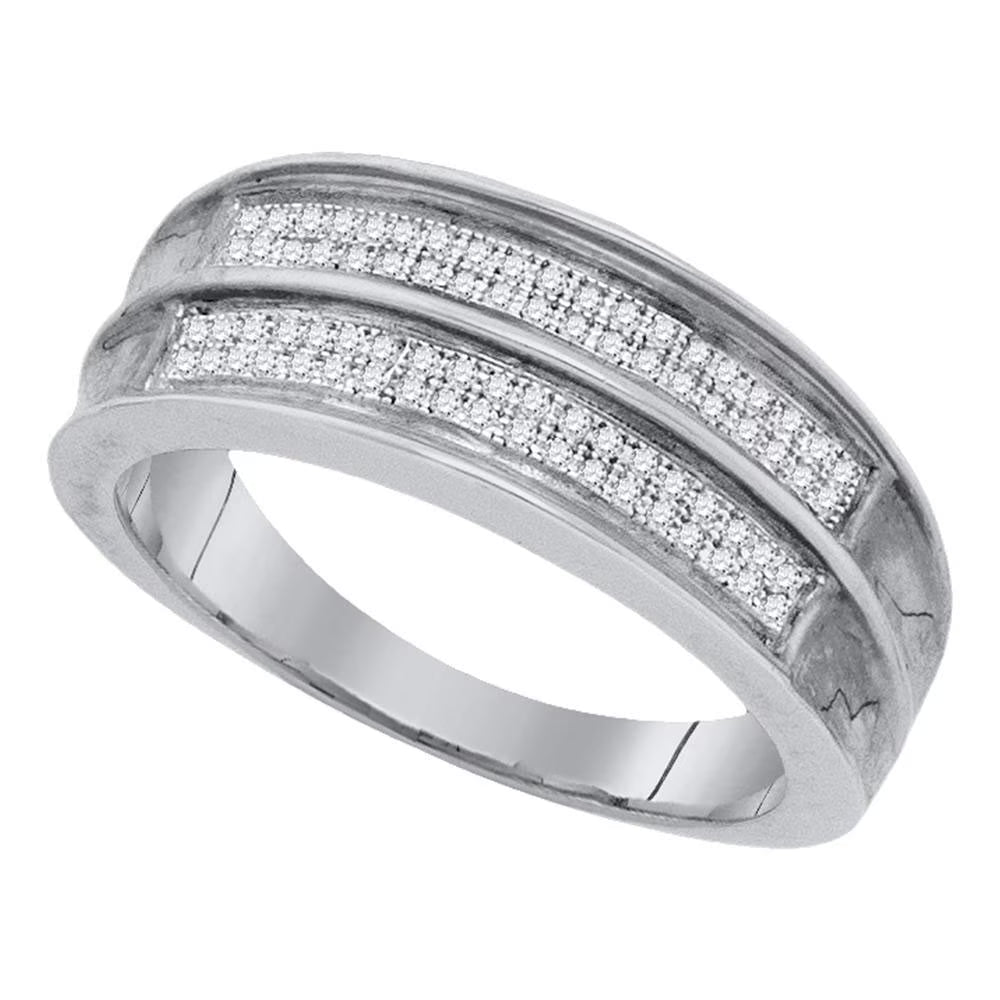 Men's Solid Sterling Silver Diamond Wedding Band Ring 1/4 Cttw Size 11 H48160
