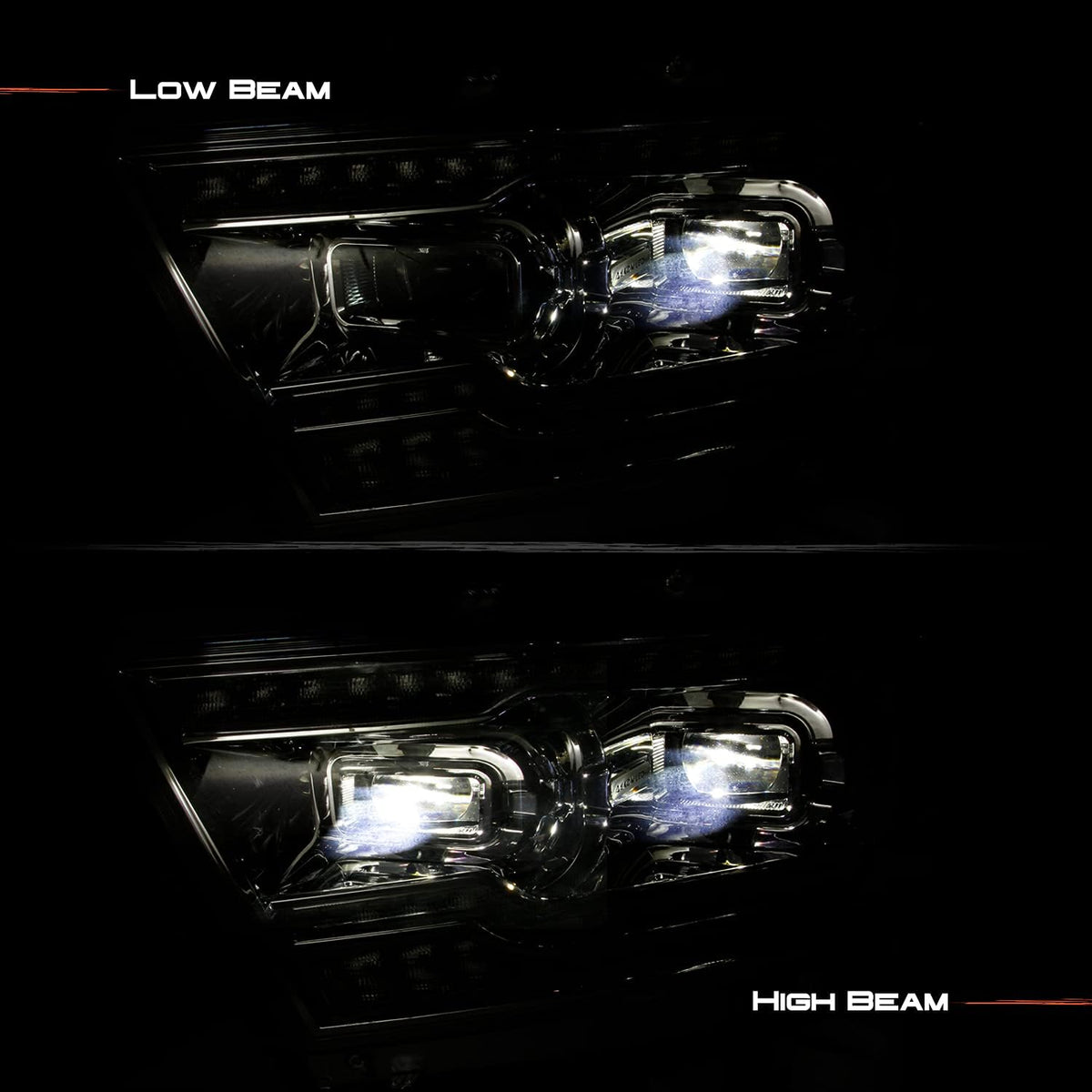 Chrome Housing Dual Projector Full-LED Sequential Light Bar Headlights for Dodge RAM 1500 G453