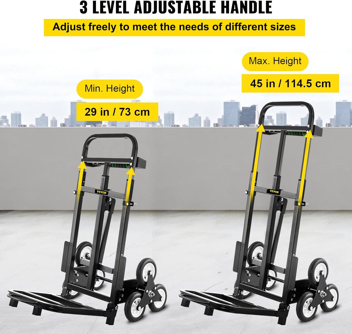 Stair Climbing Cart 420lbs Capacity Hand Truck with Adjustable Handle E929