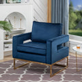 Navy Blue Velvet Accent Armchair with Gold Base X805437