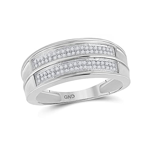 Men's Solid Sterling Silver Diamond Wedding Band Ring 1/4 Cttw Size 11 H48160