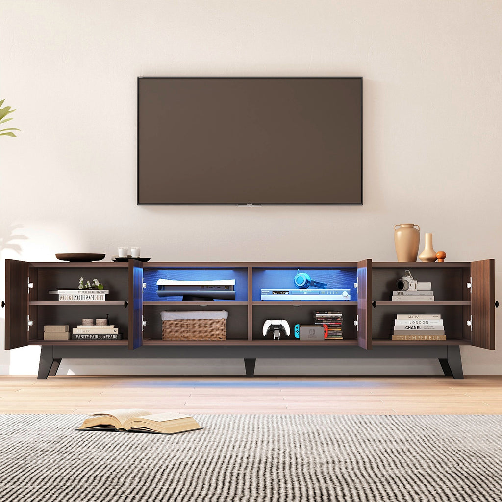 Brown 66 in TV Stand with Storage and LED Light I2930
