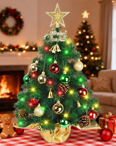 24 Inch Green Artificial Tabletop Christmas Tree with LED Lights L544984