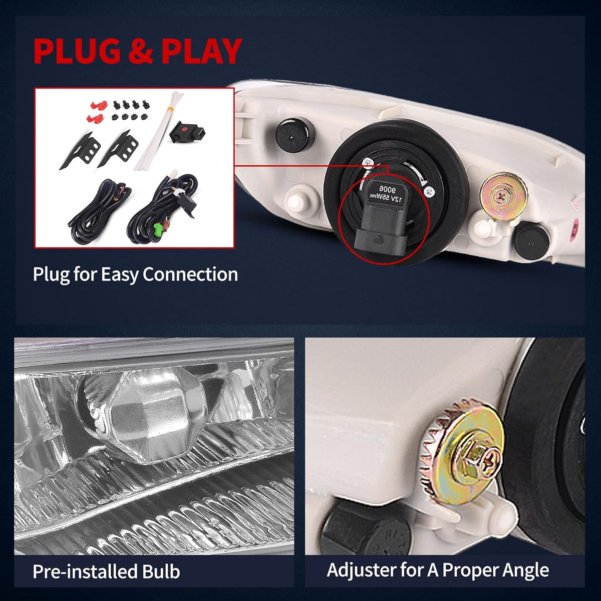 Fog Lights Replacement with Wiring Harness and Switch O7463