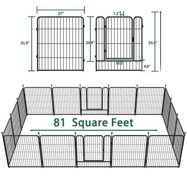 16 Panel 32 Height Dog Playpen with Doors O7032