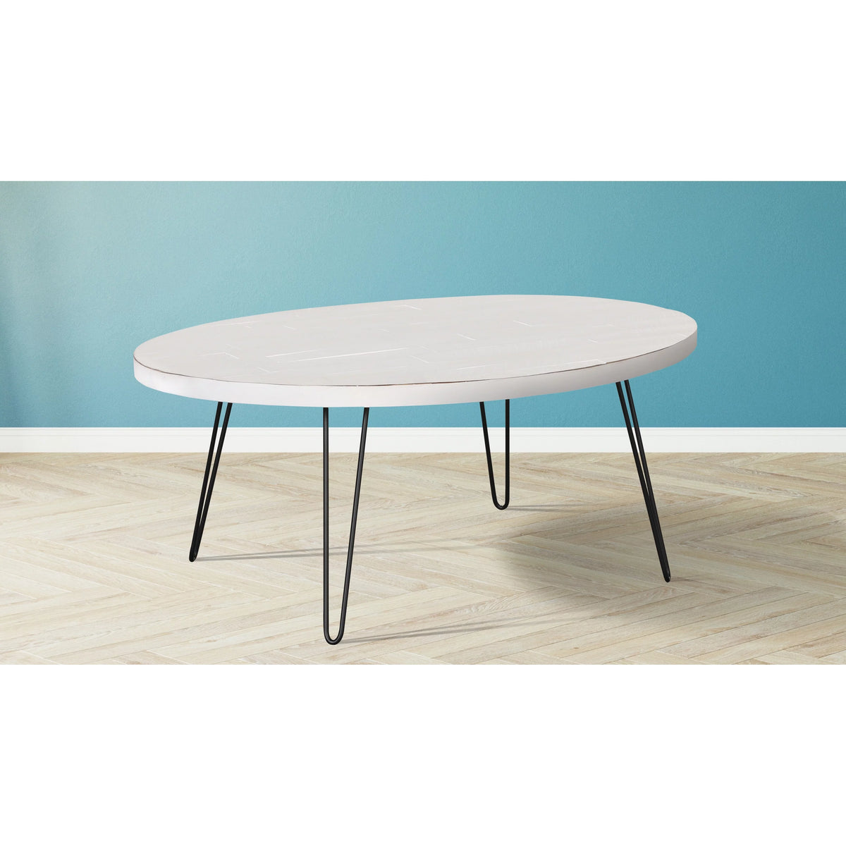 White Wood Oval Cocktail Table L147425