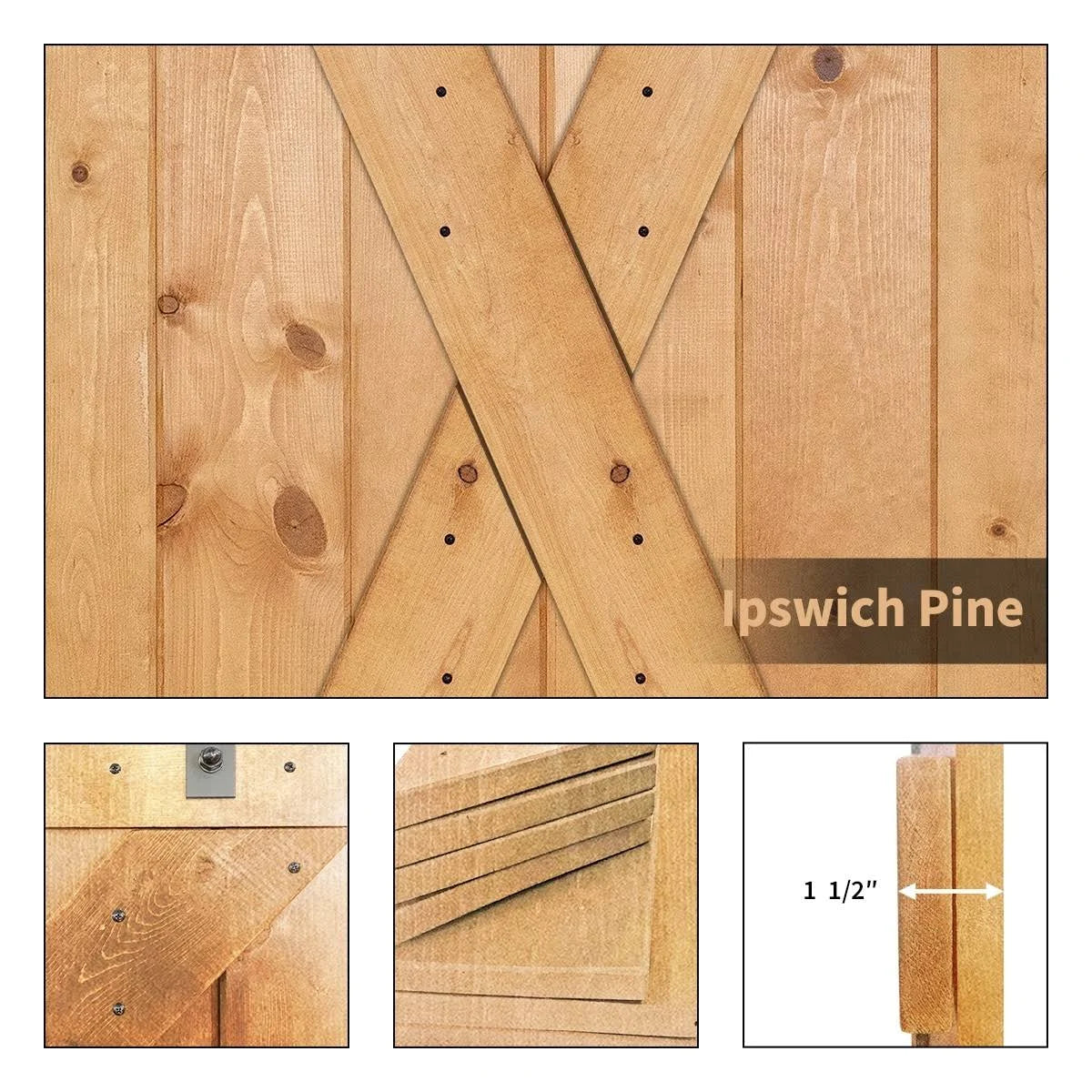 Red Oak Paneled Wood Barn Door with Installation Hardware Kit V517747