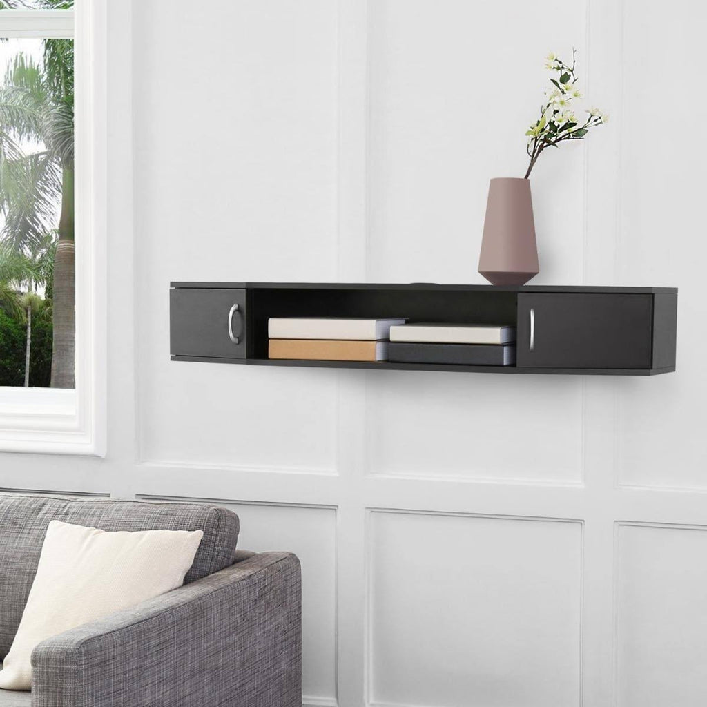 Wall Mounted TV Media Console Storage Hutch - 43.3 - Black S959964