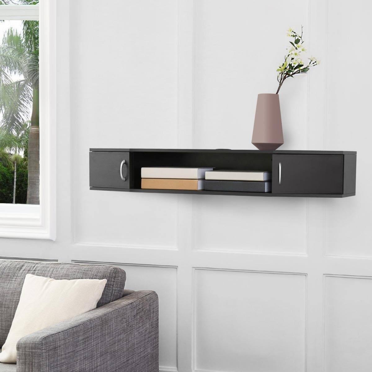 Wall Mounted TV Media Console Storage Hutch - 43.3 - Black S959964