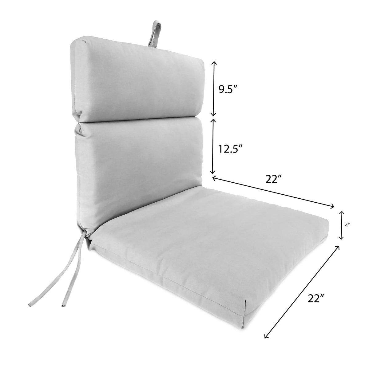 Navy Rectangular Outdoor Chair Cushion with Ties D34640
