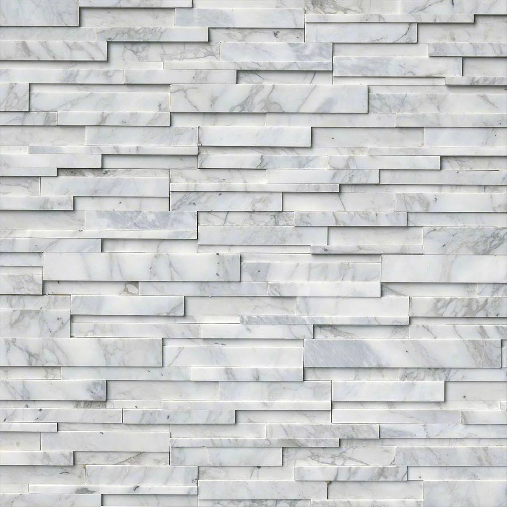 Stacked Stone Panels 3D 6 x 24 Calacatta Cressa Tile P2835