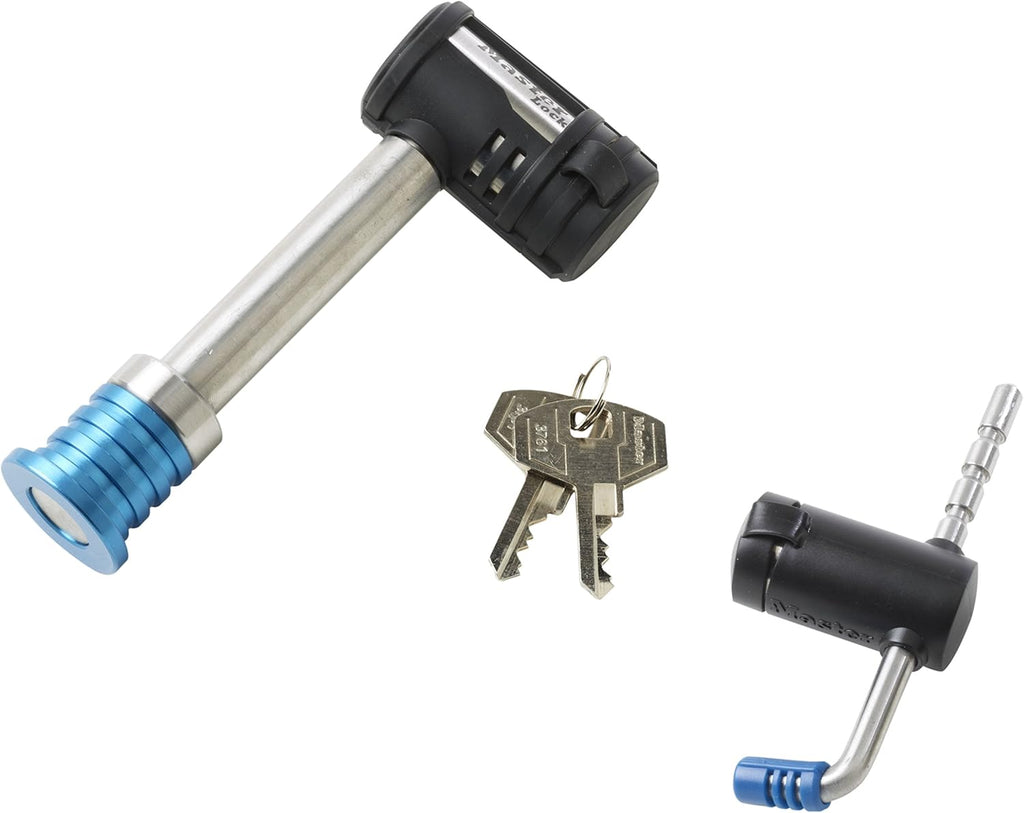 Stainless Steel Barbell Receiver and Adjustable Coupler Lock Set & Universal Trailer Hitch Lock, Black Pack of 2 J525