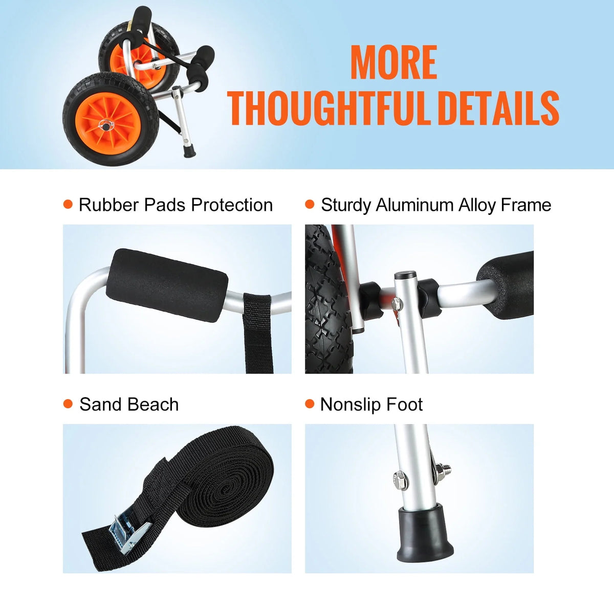 Foldable Kayak Cart with 10'' Solid Tires I276808